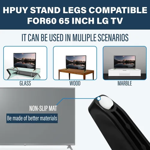 Miniatura 2 de Reemplazo de patas de TV LG para LG de 65 pulgadas y patas de repuesto de TV LG de 60 pulgadas con tornillos, compatible con modelos LG 60UJ6050
