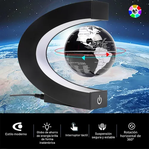 Miniatura 5 de Magnetic Levitation Floating Rotating World Globe with LED Frame Lights, C Shape Levitating Globe, Touch Switch Night Light, Cool Tech Gifts for Men