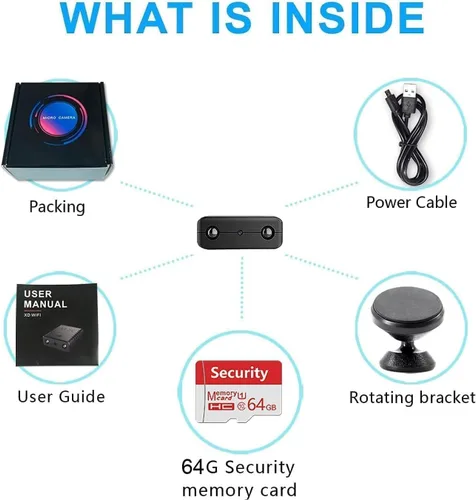 Miniatura 9 de 【Gratis 64G】 Cámara de batería inalámbrica más pequeña, cámara de seguridad HD1080P, monitor de bebé, mini cámara, cámara de niñera con visión