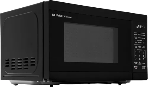 Miniatura 9 de SHARP Horno microondas compacto de encimera con plato giratorio de carrusel extraíble de 10 pulgadas, 700 vatios, 0.7 pies cúbicos, negro