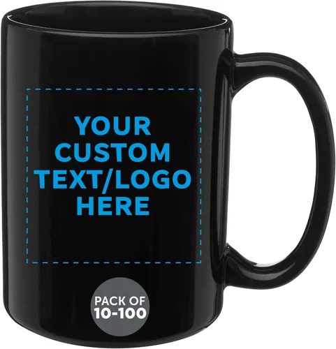 DISCOUNT PROMOS Tazas de café de cerámica grandes personalizadas de 15 onzas, juego de 10/50/100, paquete personalizado a granel, perfecto para