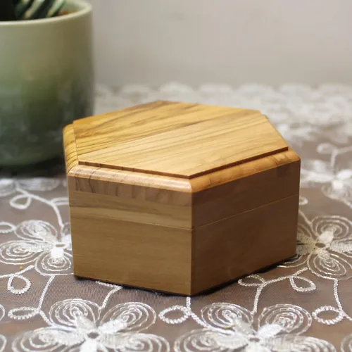 Joyero grande de madera de olivo, caja de joyería hecha a mano, caja de regalo de madera tallada a mano en la Tierra Santa Jerusalén, regalo de