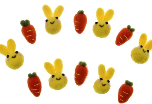 Miniatura 13 de Adorno de Pascua hecho a mano de lana de fieltro zanahorias conejito (3.5 in zanahoria)