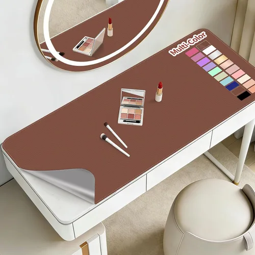 Alfombrilla de maquillaje para tocador para proteger la parte superior del escritorio de 23.6 x 11.8 pulgadas, tapete de maquillaje de doble cara,