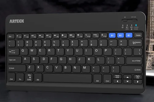 Miniatura 7 de Arteck HB220B Universal Retroiluminado 7 colores y brillo ajustable Multi-dispositivo delgado portátil inalámbrico Bluetooth 3.0 teclado para iOS