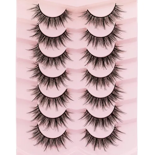 Miniatura 8 de DYSILK Pestañas esponjosas de visón, pestañas de visón, 7 pares de pestañas de visón sintético 8D, pestañas postizas de aspecto natural, pestañas