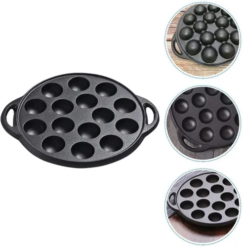 Miniatura 7 de Cabilock Mini moldes para tartas de hierro fundido Caracol Escargot Plate 15 agujeros de compartimiento molde negro para panqueques