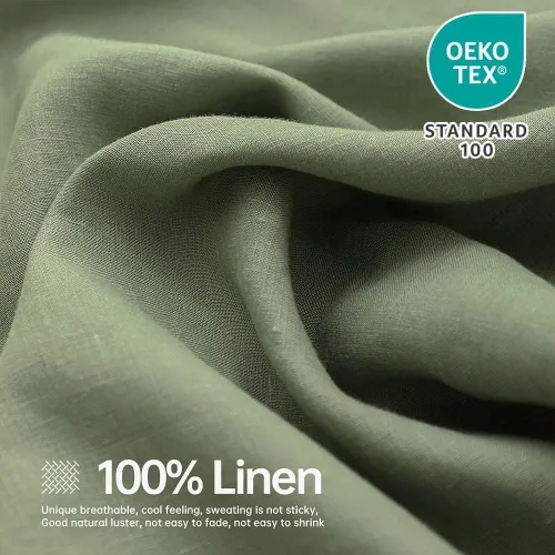 Miniatura 4 de Simple&Opulence - Juego de sábanas de 100 % lino, tamaño Queen, lino lavado francés, 4 piezas, transpirables; ropa de cama que incluye 1 sábana