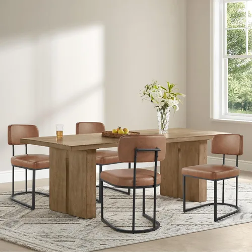 Miniatura 8 de KISLOT Juego de 2 sillas de comedor, sillas de cocina modernas tapizadas con respaldo ergonómico, cojín de tela y patas de metal curvas de dibujo