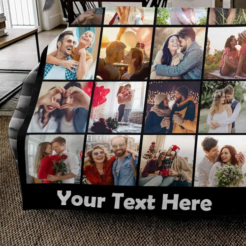 Miniatura 2 de Manta personalizada con foto y texto, mantas personalizadas con 20 fotos, manta personalizada usando mis propias imágenes, regalos conmemorativos 20