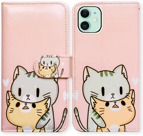 Miniatura 21 de Bcov Funda para iPhone 11, funda de piel con tapa y función atril para iPhone 11, diseño de flores y mariposas azules