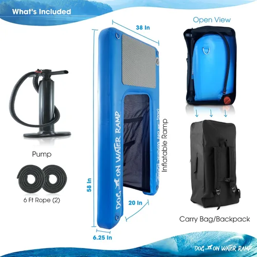 Miniatura 5 de Rampa de agua para perros para barco, muelle o piscina. Para perros de hasta 200 libras para salir fácilmente del agua. Flotable. Incluye bomba