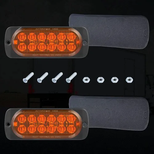 Miniatura 7 de Paquete de 2 luces LED ámbar de aluminio para remolque, señal de giro, freno de estacionamiento, luces de montaje en superficie impermeables