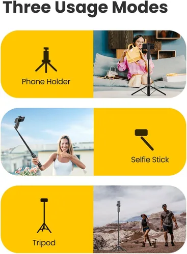 Miniatura 7 de AOCHUAN Trípode de seguimiento facial para iPhone y Android, palo selfie expandible de 57 pulgadas con rotación de 360 grados que sigue la rotación