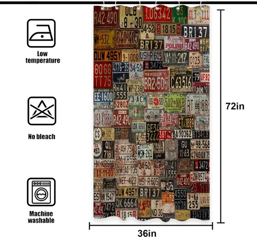 Miniatura 4 de Cortina de ducha con diseño retro de camión americano, para garaje, tela con temática de granja de campo, para hombres y niños, juego de decoración