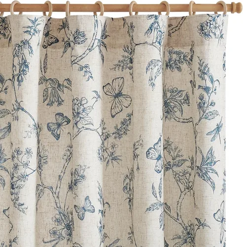 Miniatura 23 de Jinchan Cortinas de Mezcla de Lino con Estampado Floral para Sala de Estar, 84 Pulgadas de Largo, Cortinas con Bolsillo para Varilla y Tab Trasera