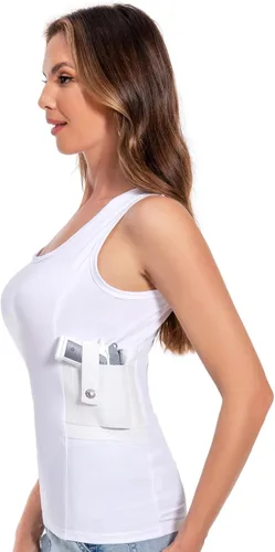 Miniatura 4 de Conceal Carry Under - Camiseta de compresión para mujer, color blanco