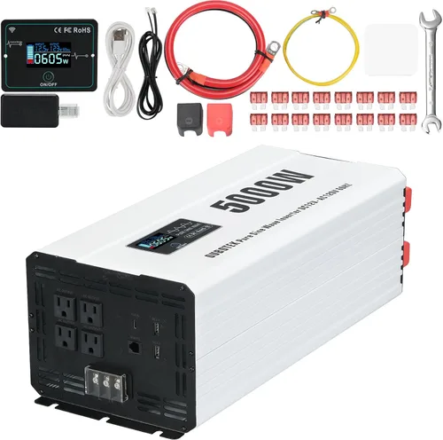 Miniatura 16 de Inversor de onda sinusoidal pura de 2000 W, convertidor de 12 V CC a 120 V CA para vehículos, barco, campamento, sistema solar al aire libre