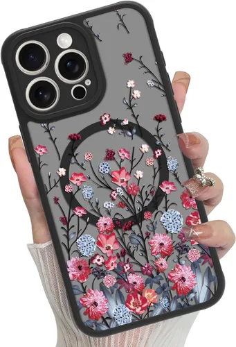 Miniatura 23 de Funda magnética para iPhone 17 Pro [compatible con MagSafe], bonita funda de moda con estampado de leopardo negro, translúcida, mate, parte trasera