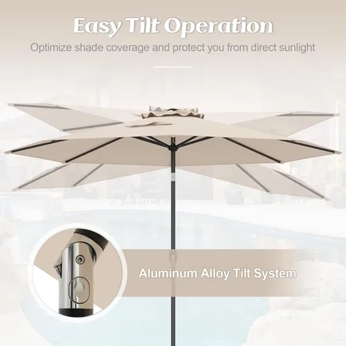Miniatura 6 de HAPPYGRILL 9FT Patio Umbrella Outdoor, Outdoor Table Umbrella w/Push Button Tilt and Crank,Sturdy Ribs, Sun Canopy Market Umbrellas for Patio Pool