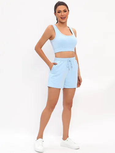 Miniatura 5 de FUPHINE Workout Sets for Women 2 Piece Summer Active Wear Outfits Crop Top Athletic Shorts