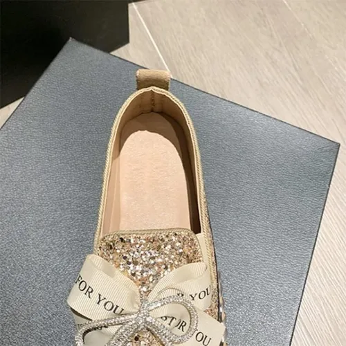 Miniatura 3 de Zapatos deportivos de moda con purpurina para mujer, zapatos para caminar con plataforma con diamantes de imitación, lindos mocasines brillantes