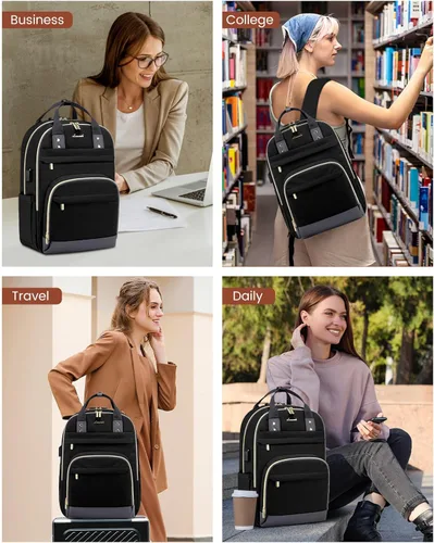 Miniatura 8 de LOVEVOOK - Mochila antirrobo con candado de seguridad para computadora portátil unisex; mochila para viajar, ir a la escuela y universidad, llevar