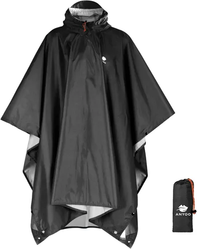 ANYOO Poncho de lluvia con capucha para adultos, impermeable, ligero, para hombres y mujeres, chaqueta de lluvia reutilizable para emergencias al