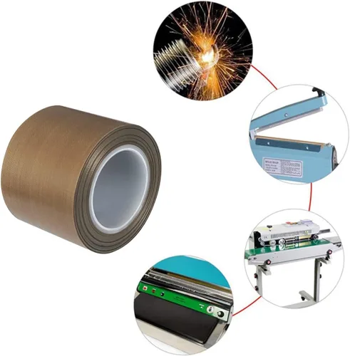 Miniatura 3 de Cinta de PTFE Telfon Cinta de alta temperatura Cinta de sellado de soldadura para máquina selladora al vacío (marrón, 1.969 in x 11 yardas (33 pies)