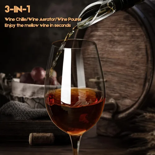 Miniatura 4 de YouYah - Enfriador de vino 3 en 1 de acero inoxidable para botellas de vino, barra enfriadora rápida de vino sin hielo con aireador y vertedor