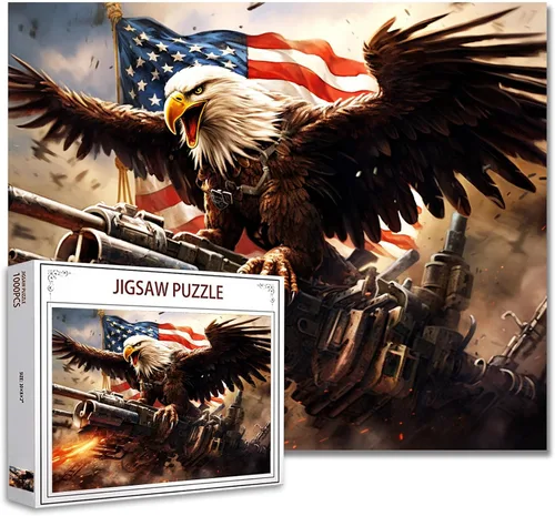 Miniatura 16 de Rompecabezas de 1000 piezas con la bandera americana y águila para adultos, rompecabezas del 4 de julio, para juegos de actividades familiares