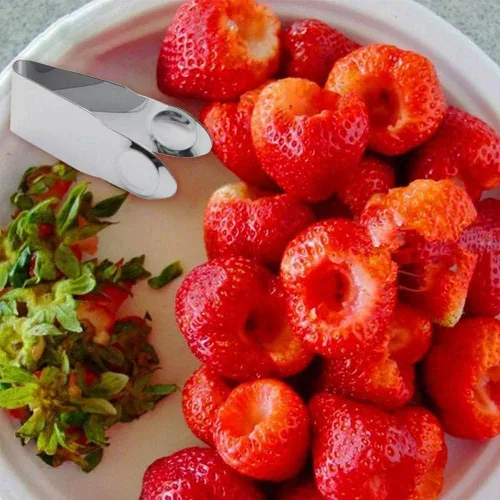 Miniatura 3 de 2 piezas de acero inoxidable fresa descorazonador de tallos de fresa, accesorios de cocina, patatas, piñas, zanahorias, tomate, descorazonador
