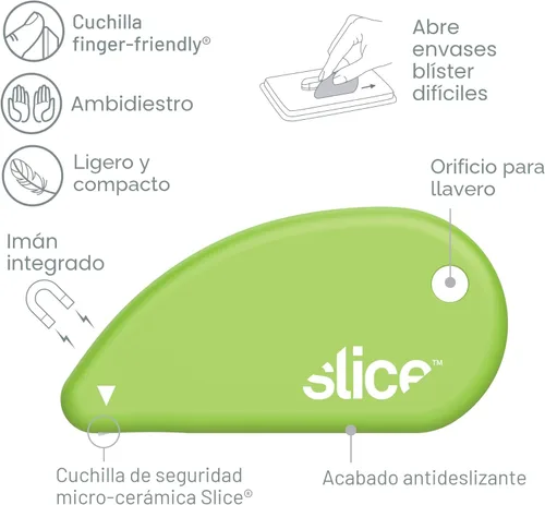 Miniatura 3 de Slice 00200 cutter de seguridad con hoja de cerámica, corta papel y cupones, no corta la piel, Verde, 1