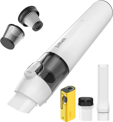 Miniatura 8 de LiTHELi Aspiradora de mano inalámbrica, potencia de succión de 10000 Pa con batería recargable en U, ultra ligera, mini aspiradora de coche Negro