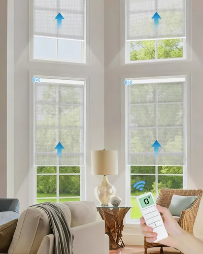 Miniatura 9 de Tokblind Persianas enrollables motorizadas de filtrado de luz con control remoto, persianas inteligentes para ventanas compatibles con Alexa Google