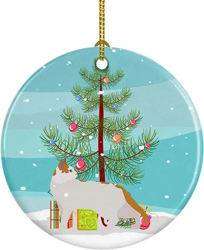Miniatura 20 de Caroline's Treasures Adorno de cerámica con texto en inglés "Merry Christmas" para colgar en el árbol de Navidad, decoración para el hogar, Navidad