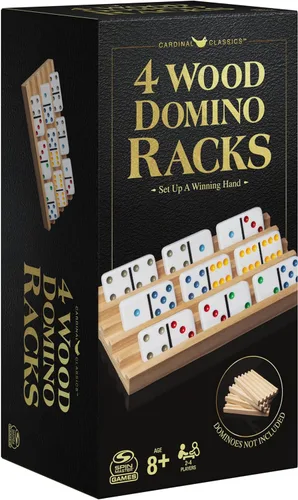 Miniatura 6 de Spin Master Games, soportes de dominó de madera, juego de 4 bandejas para dominó Tren Mexicano, juegos de dominó, juego clásico, juego para niños