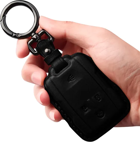Tukellen Compatible con funda de cuero para llavero Chevrolet para GMC Sierra 2019-2021, Canyon, Chevy Silverado 1500, Tahoe, Colorado, Suburban,