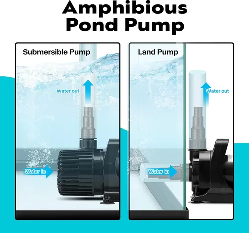 Miniatura 4 de VIVOHOME Bomba de agua sumergible de 100 W 1800 GPH con salida de agua ajustable de 180°, elevación de 13.8 pies de altura para fuentes de cascada