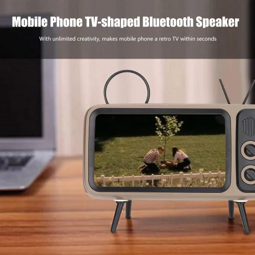 Miniatura 2 de Ciglow Altavoz Bluetooth, altavoz Bluetooth estéreo retro HD portátil para TV para teléfono móvil de 6 pulgadas (gris)