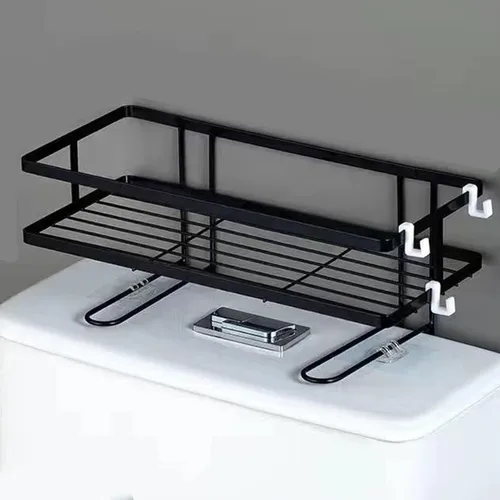 Miniatura 2 de Estante de baño organizador de baño de hierro grueso con diseño de montaje en pared, estante de baño impermeable sobre el inodoro, organizador