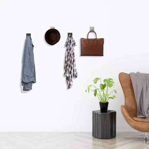 Miniatura 7 de Ganchos adhesivos, gancho de toalla de acero inoxidable, colgador adhesivo para cocina y puerta, ganchos de pared de baño para colgar toallas