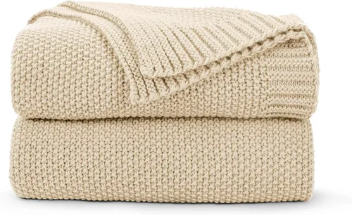 Miniatura 19 de CozeCube Manta verde oliva de punto trenzado suave y acogedora para cama, sofá, sala de estar, manta decorativa de Navidad ligera y cálida, 50 x 60