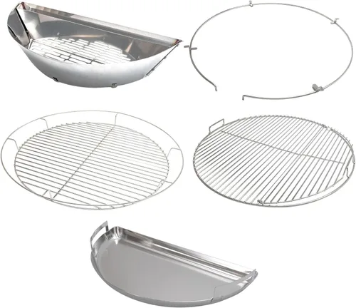 Miniatura 12 de SnS Grills - Inserto original patentado de Slow 'N Sear – Cesta de carbón de acero inoxidable con depósito de agua integrado para ahumar bajo