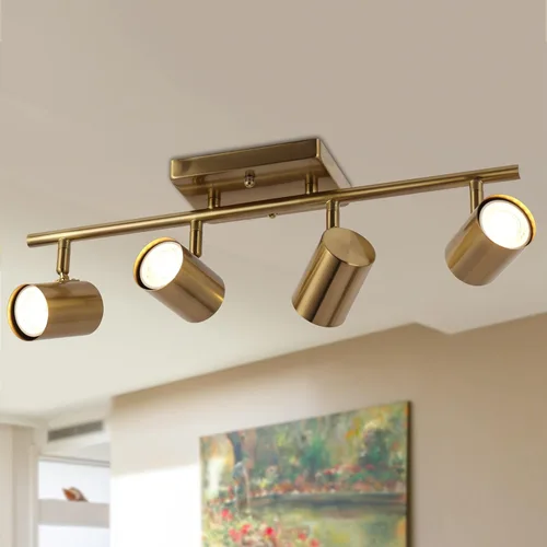 Miniatura 9 de ZEVNI Moderna luz LED de pista, iluminación de pista de 4 luces negras doradas, foco de barra de riel ajustable negro mate, 19.5 x 6.5 x 4.5 pulgadas