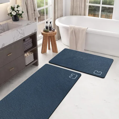 Miniatura 28 de RUERYA Tierra de Diatomeas Alfombras de Baño 23.6 x 15.7 pulgadas, Secado Rápido Súper Absorbente Base de Goma Antideslizante Alfombra de Baño