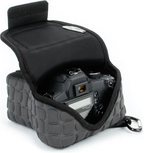 USA GEAR - DSLR estuche/funda para cámara con almacenamiento de accesorios con cierre, flexible y pasador para cinturón de neopreno, compatible con