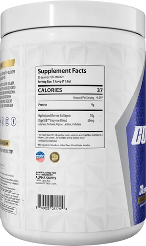 Miniatura 3 de Alpha Supps Polvo de proteína de colágeno hidrolizado de alta calidad, suplemento de péptidos de colágeno para hombres y mujeres con enzimas