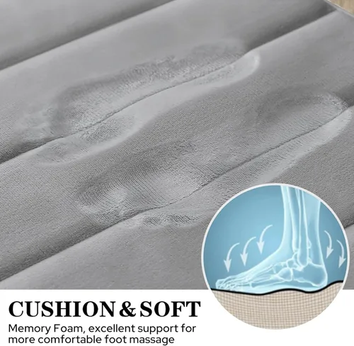 Miniatura 4 de BYSURE Juego de 3 tapetes de baño de espuma viscoelástica color gris, antideslizantes, extra suaves, absorbentes, lavables a máquina y secos