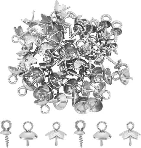 Miniatura 9 de UNICRAFTALE 100 piezas de acero inoxidable tornillo ojo pin peg fianzas taza perla clavija fianzas pin colgantes, tornillos de ojo conectores, acero